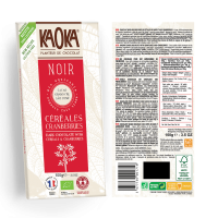 CHOCOLAT NOIR CRANBERRIES - CEREALES 66% 100 G KAOKA